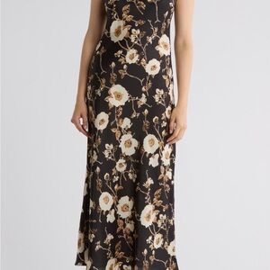 MELLODAY Black and Brown Floral Maxi Dress